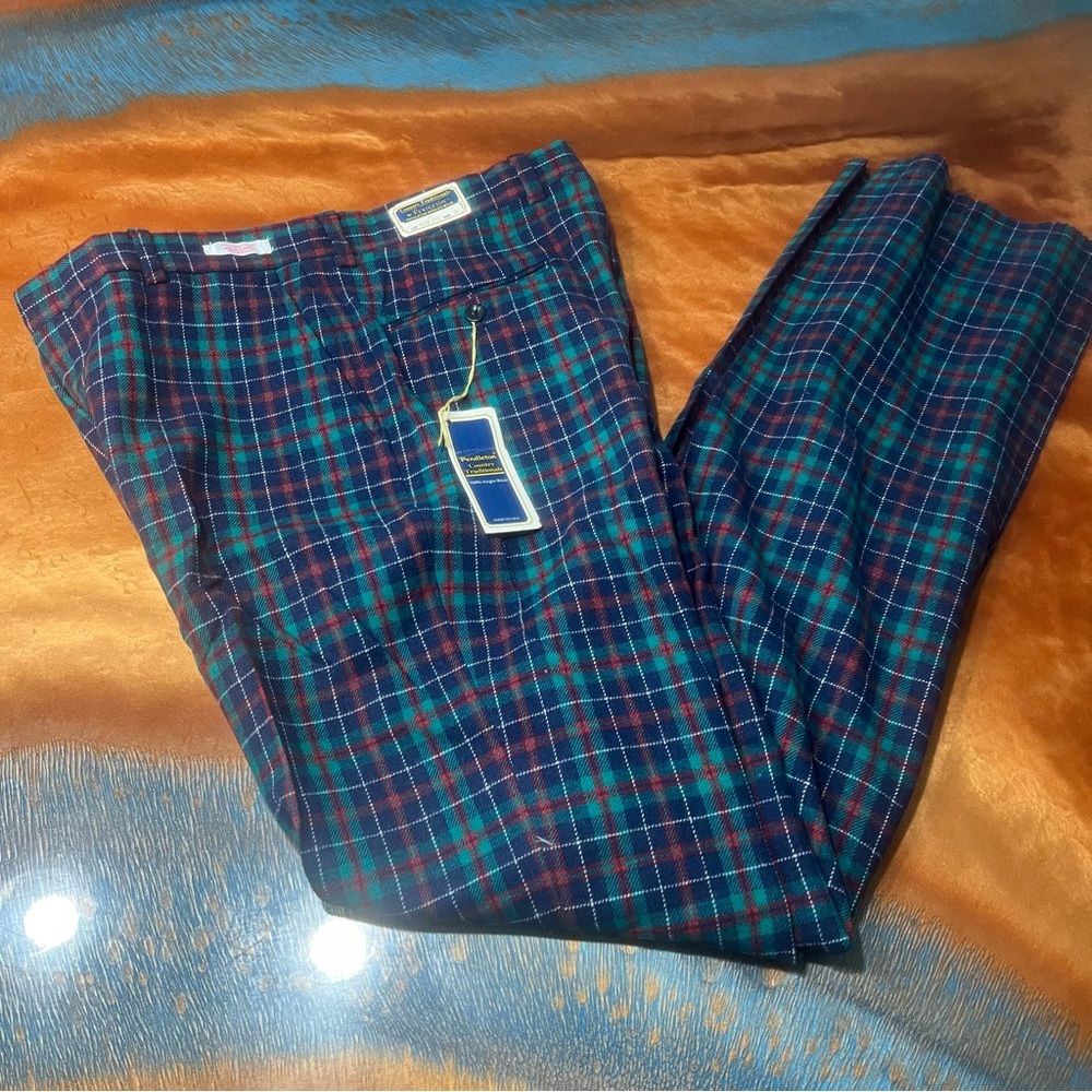 NWT VTG Pendleton 100% Virgin Wool Pants Size 34 Made In USA Tartan plaid